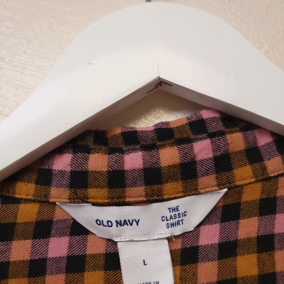 Old Navy Plaid Button Down Size L Shirt Flannel Classic Fall Long Sleeve Used - Picture 8 of 8